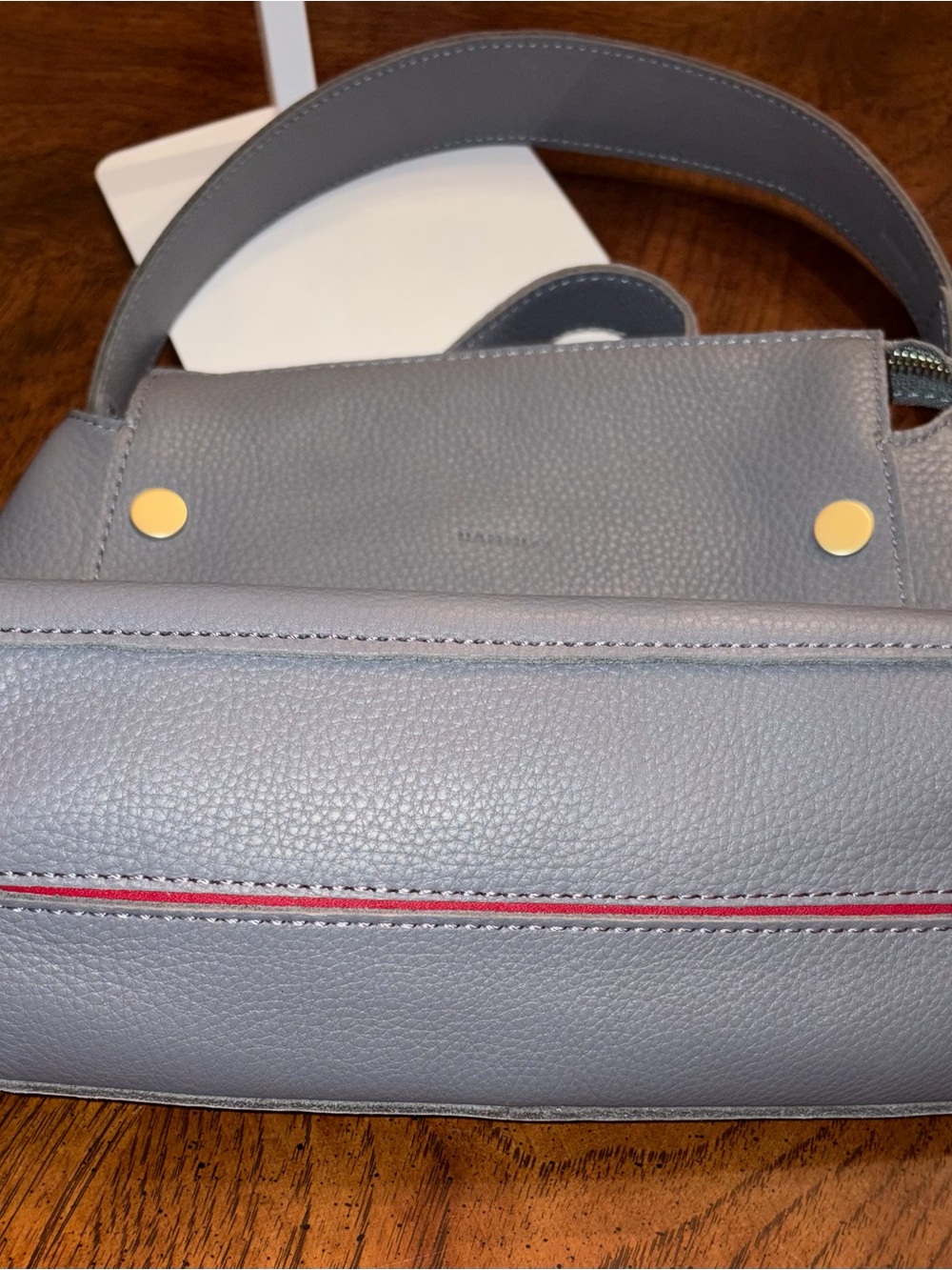 NWOT Hammitt Bluish Gray Leather Shoulder Bag with Gold Stud Accents MSRP$495 - Picture 5 of 15
